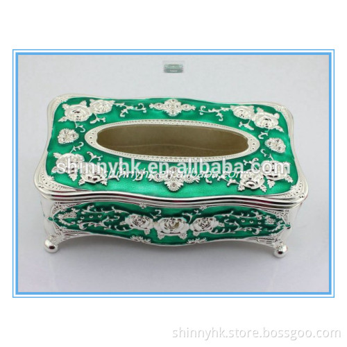 Factory direct selling tissue box art and craft holder rectangular green colour